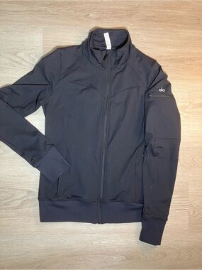 Alo Yoga Contour Jacket Black Full Zip Athletic Track Jacket Size M